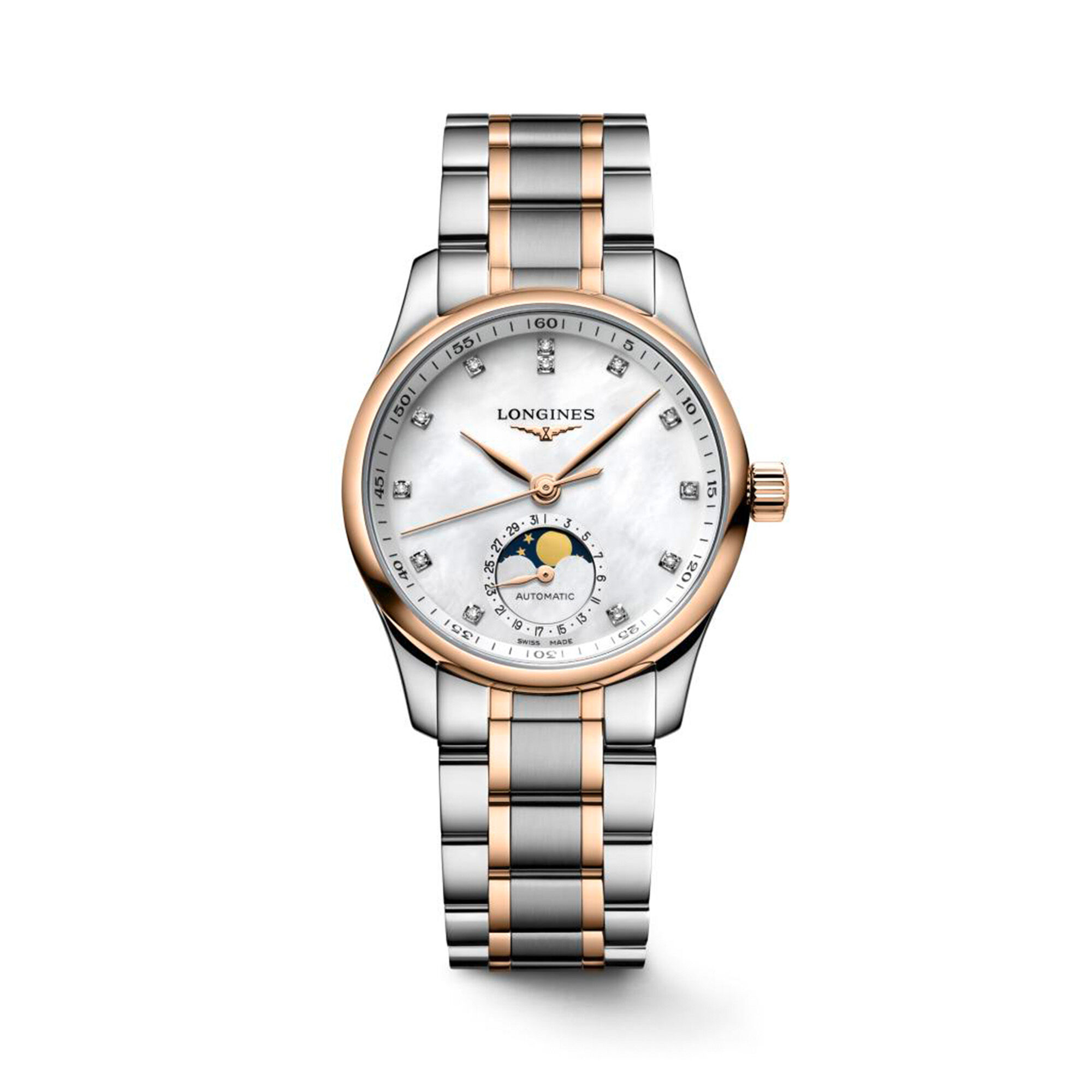Longines Master Automatic Moonphase 34 mm Rose Gold Stainless Steel and Diamond Maison Birks